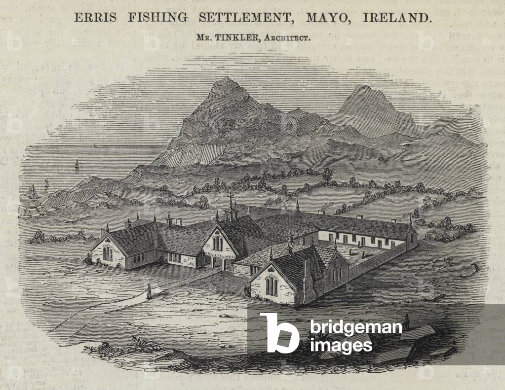 Erris Fishing Settlement, Mayo, Ireland (engraving)