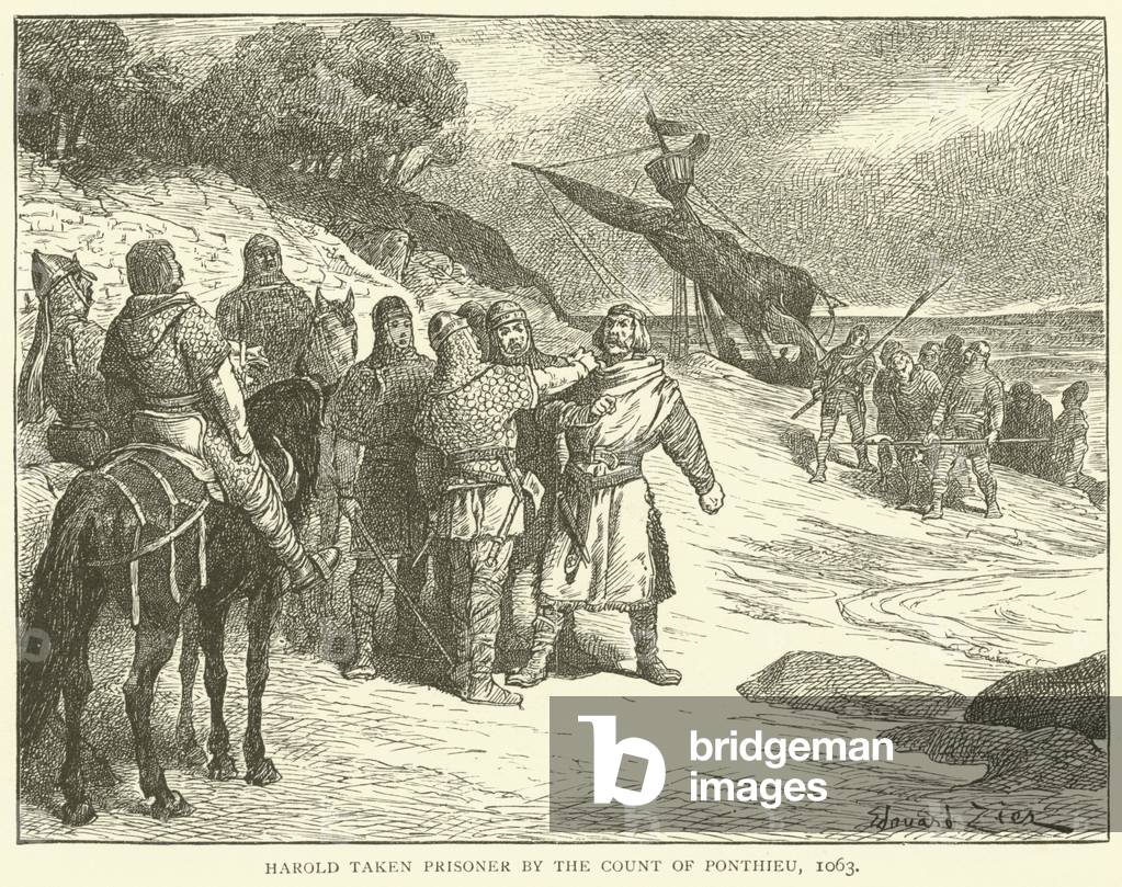 Harold taken prisoner by the count of Ponthieu, 1063 (engraving)