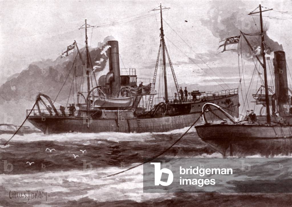 Minesweepers at work (litho)