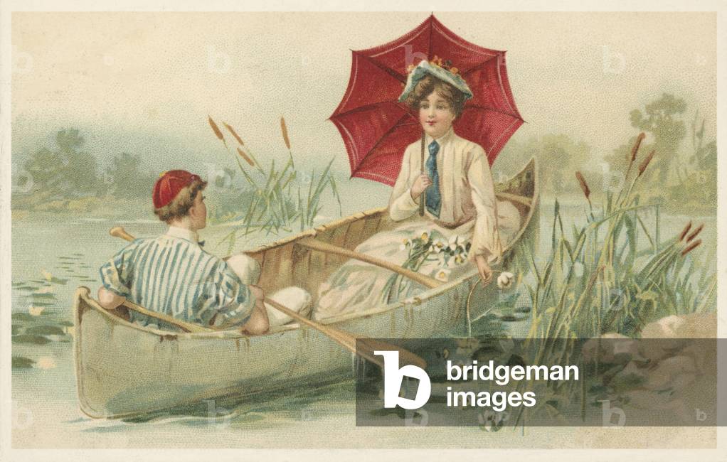 Rowing boat (colour litho)