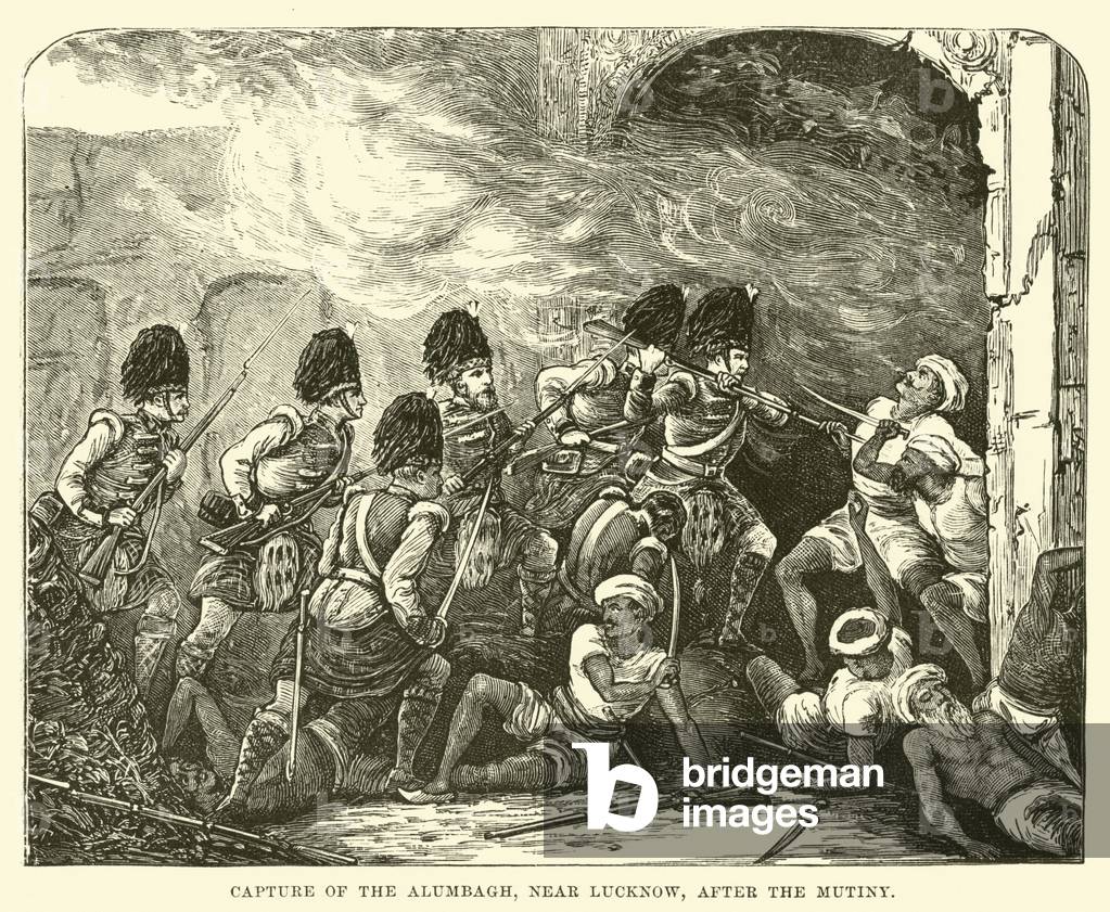 Capture of the Alumbagh, near Lucknow, after the Mutiny (engraving)