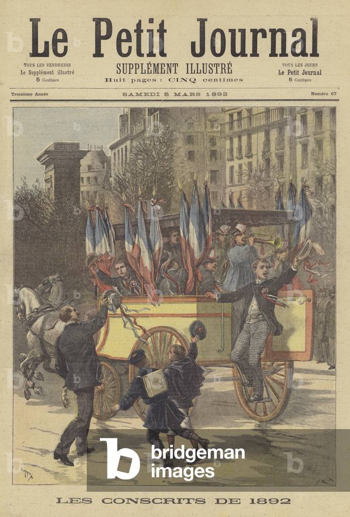 French Army conscripts of 1892 (colour litho)
