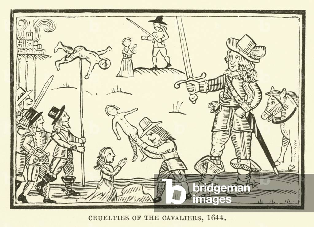 Cruelties of the cavaliers, 1644 (engraving)