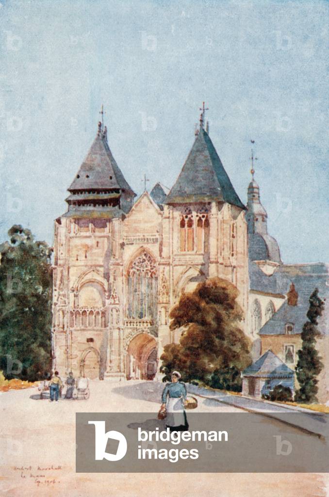 Notre Dame de la Couture, Le Mans (colour litho)