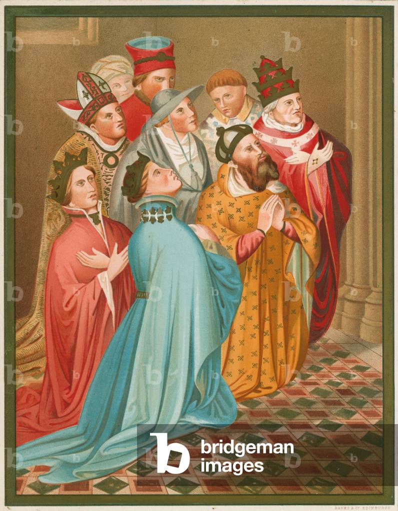 Ferdinand I, king of Arragon, his Queen, the Emperor Sigismund, and Pope Martin V (chromolitho)