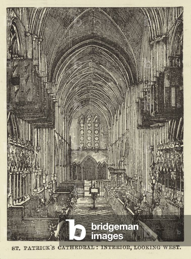 St Patrick's Cathedral, Interior, looking West (engraving)