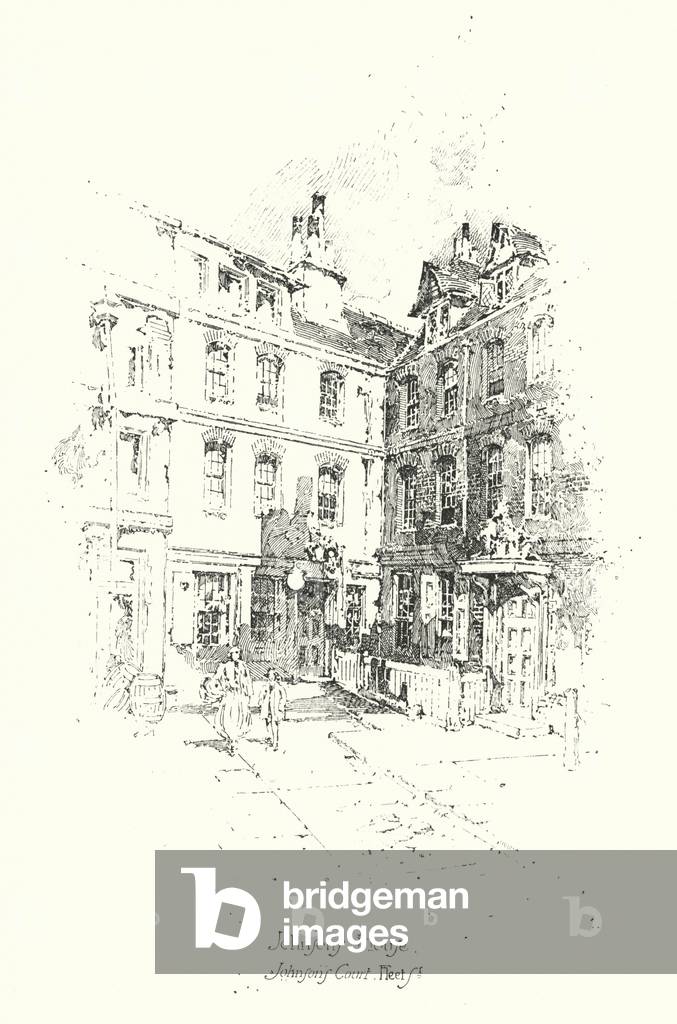 Dr Johnsons House, Johnsons Court, Fleet Street, London (litho)