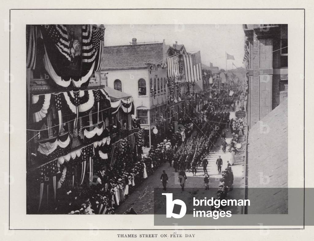Newport, Rhode Island: Thames Street on Fete Day (b/w photo)