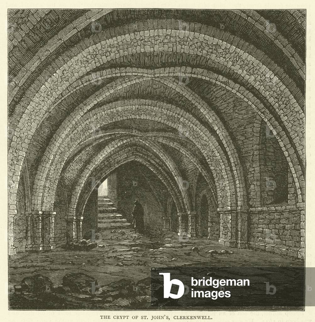 The crypt of St John's, Clerkenwell (engraving)