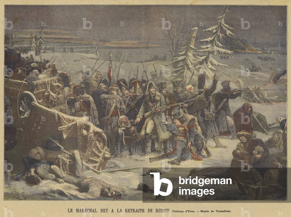 Marshal Ney on the Retreat from Russia (colour litho)