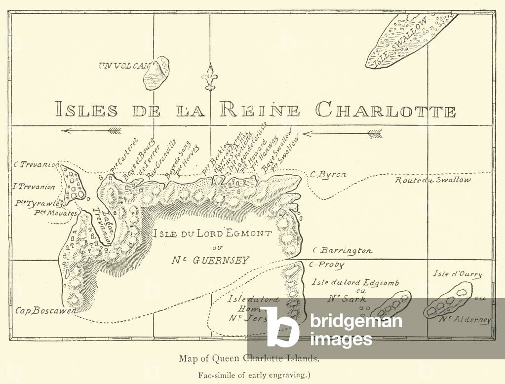 Map of Queen Charlotte Islands (engraving)