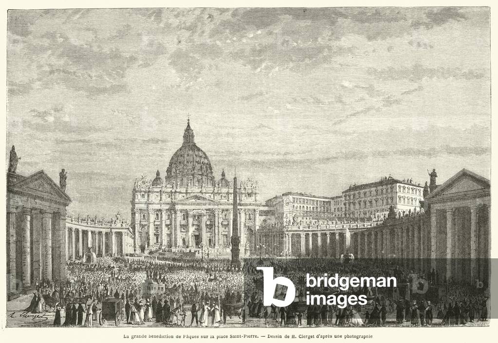 La grande benediction de Paques sur la place Saint-Pierre (engraving)