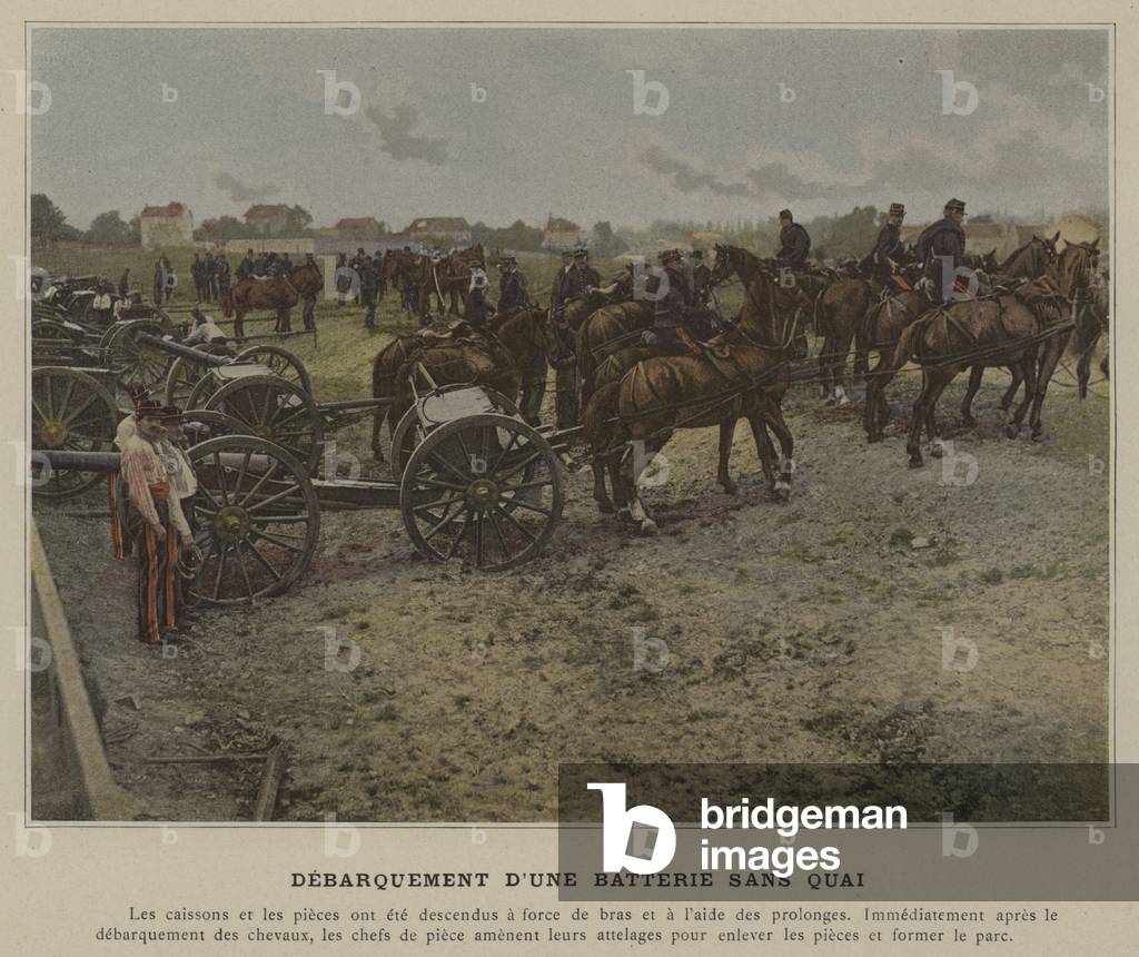 Debarquement d'une Batterie sans Quai (coloured photo)