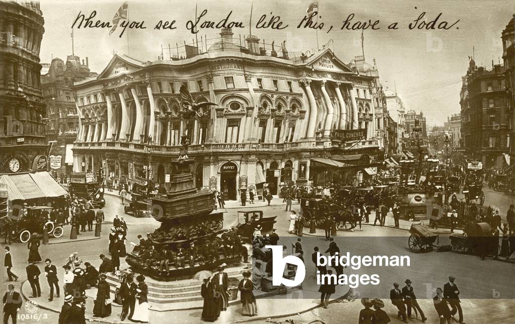 Piccadilly Circus, London, as seen by a drunk (b/w photo)