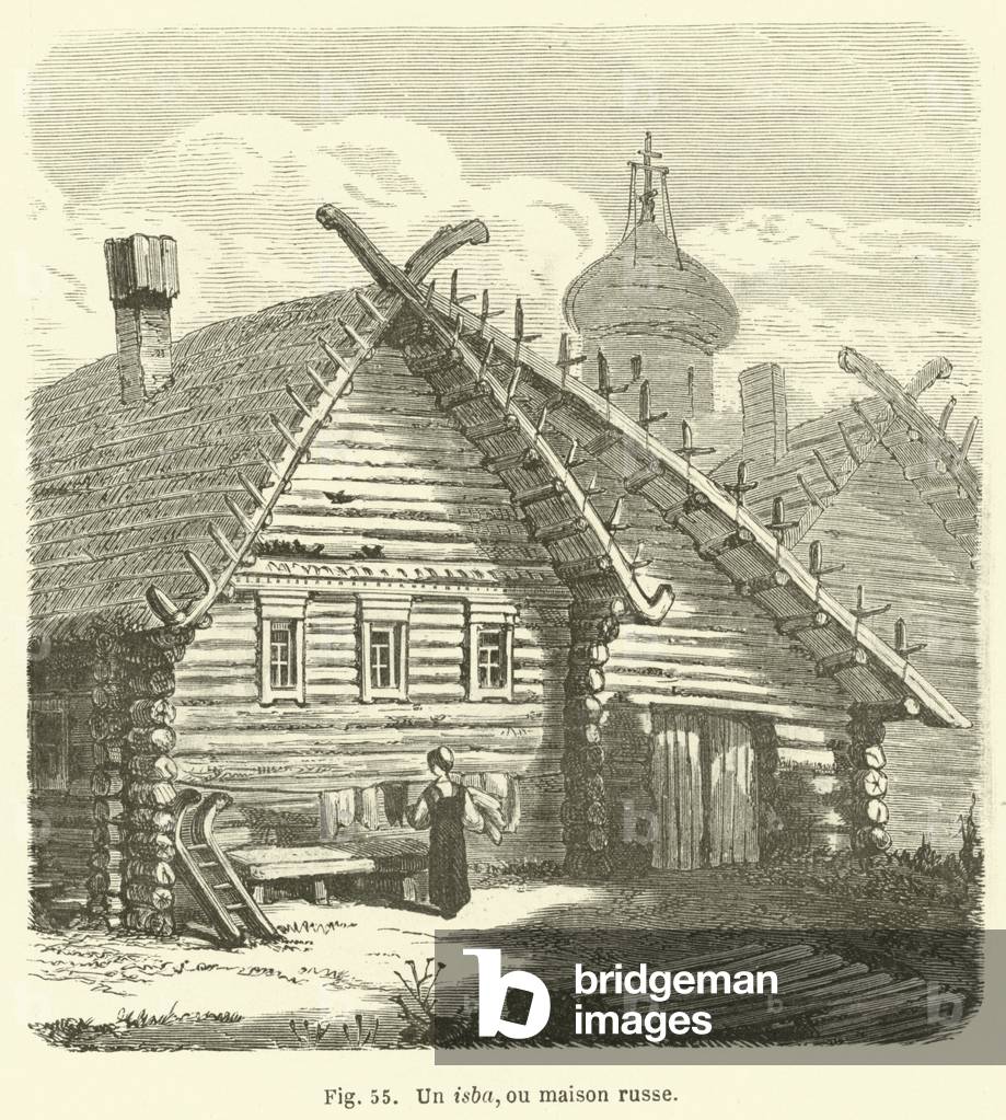 Un isba, ou maison russe (engraving)
