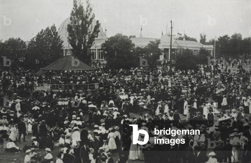 Toronto: The Grand Plaza, Exhibition Park, Looking towards the Agricultural Building (b/w photo)