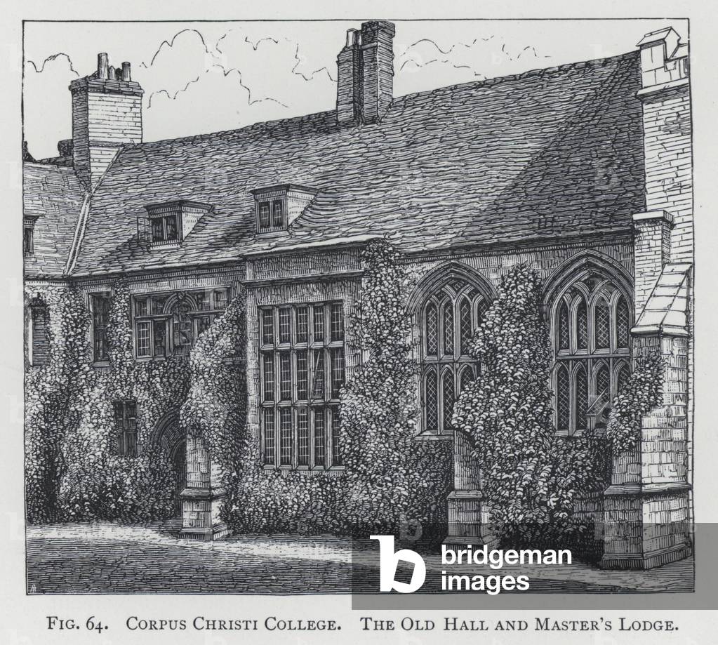 Corpus Christi College, the Old Hall and Master's Lodge (engraving)