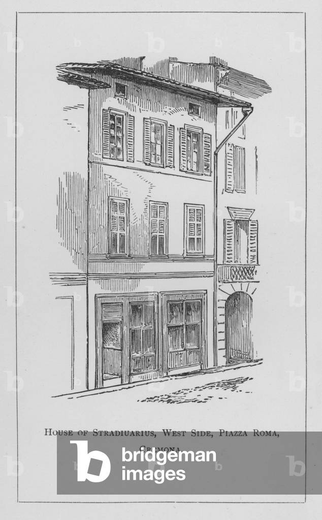 House of Stradiuarius, West Side, Piazza Roma, Cremona (engraving)