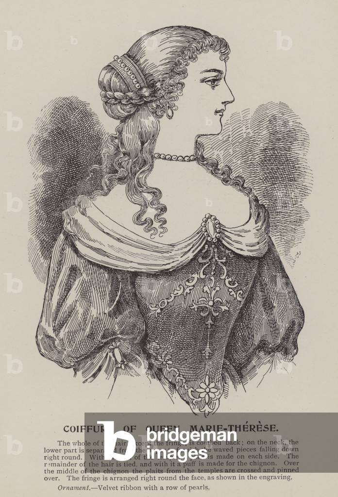 Coiffure of Queen Marie-Therese (engraving)