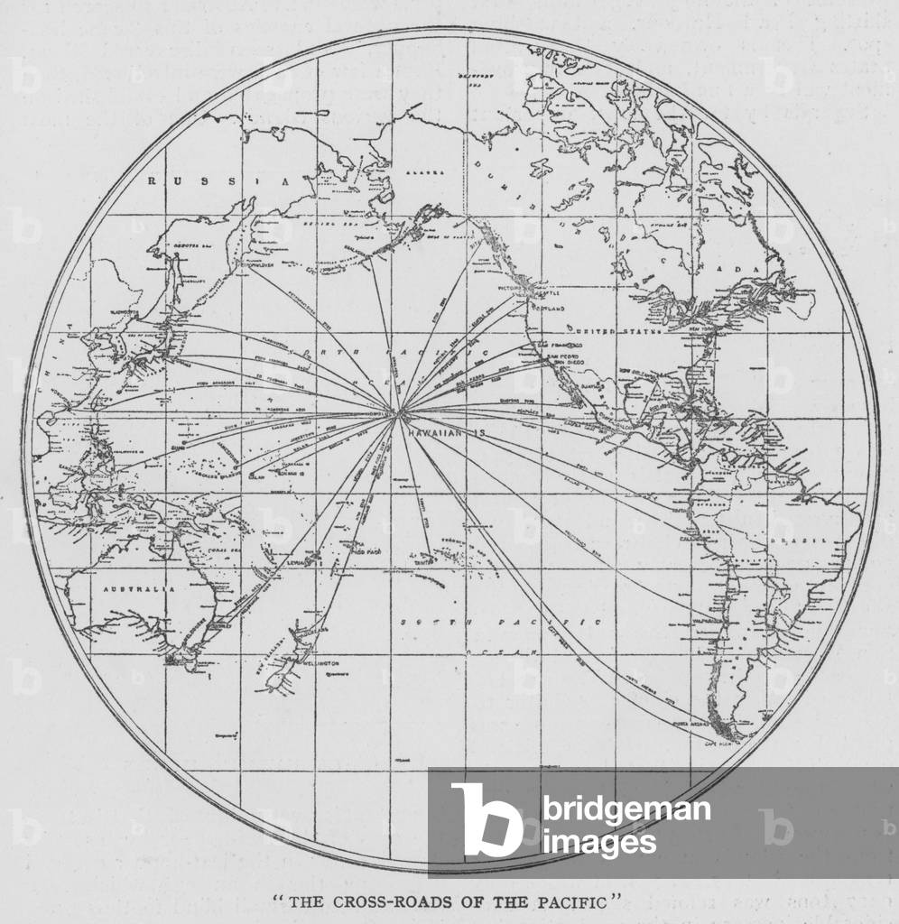 Hawaii, the cross roads of the Pacific (litho)