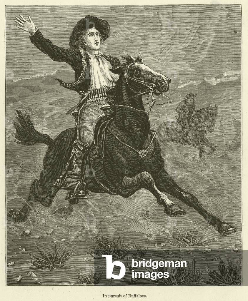 In pursuit of Buffaloes (engraving)