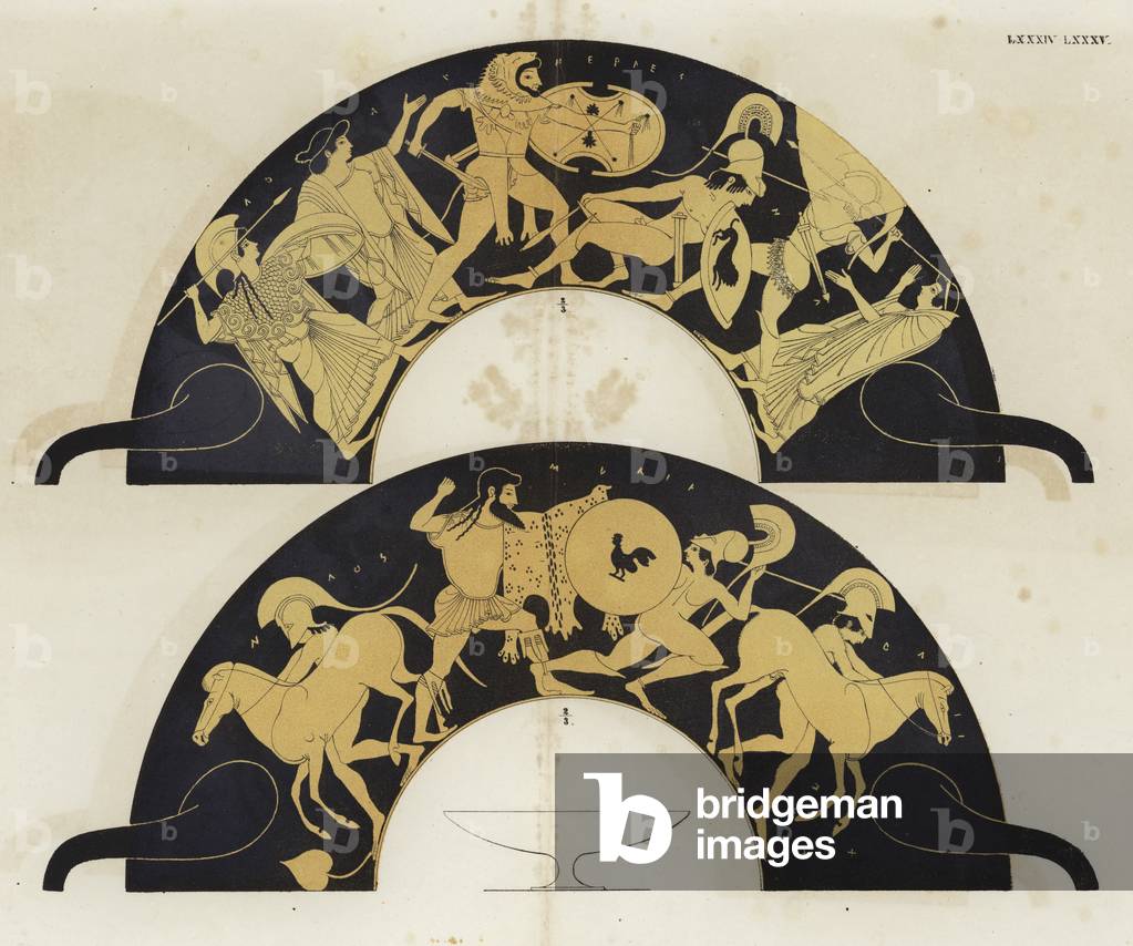 Battle of the giants (colour litho)