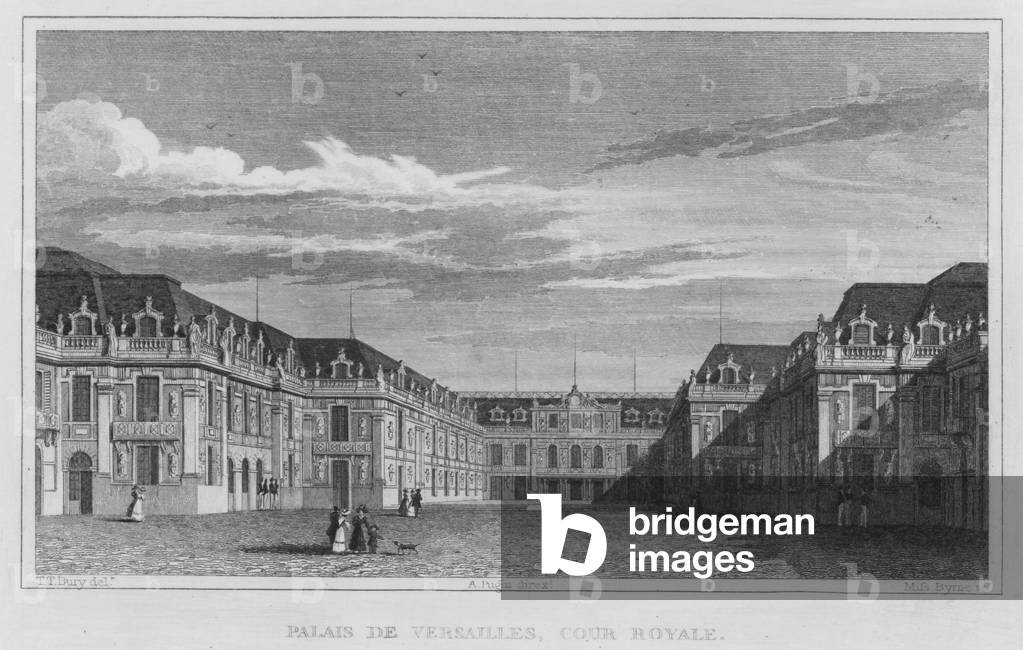 Paris, Palais De Versailles, Cour Royale (engraving)