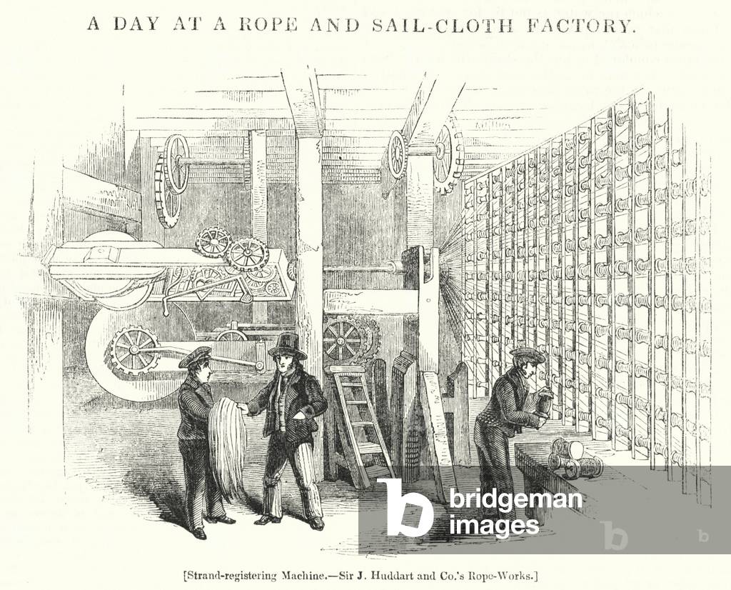 Strand-registering Machine, Sir J Huddart and Co's Rope-Works (engraving)