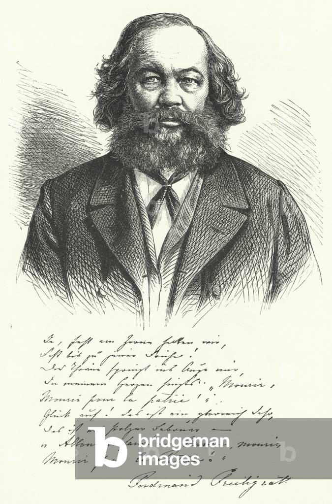 Ferdinand Freiligrath, German poet, translator and liberal political agitator (engraving)