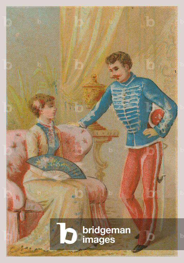 A soldier and a lady (chromolitho)