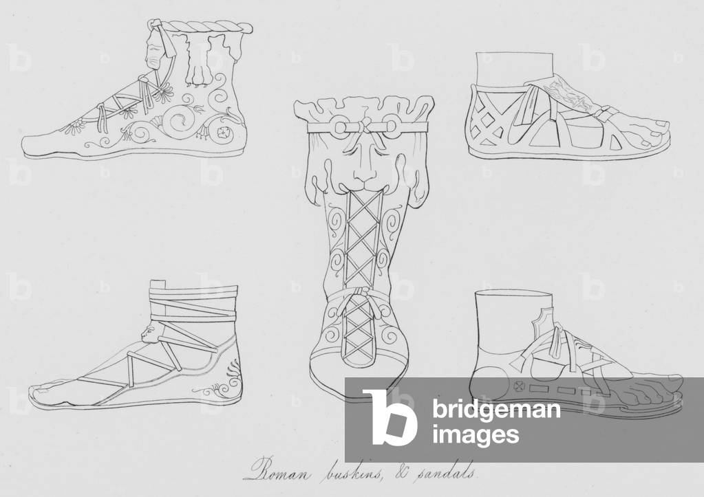 Roman buskins, and sandals (engraving)