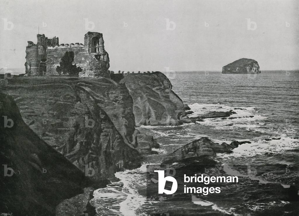 North Berwick, Tantallon Castle and the Bass Rock (b/w photo)