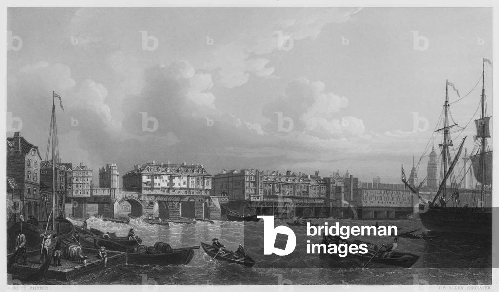 London Bridge, 1745, from the picture in the Vernon Gallery (engraving)