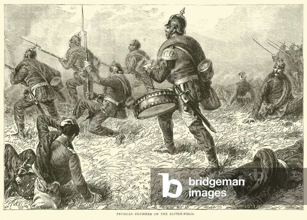 Prussian drummer on the battle-field, September 1870 (engraving)