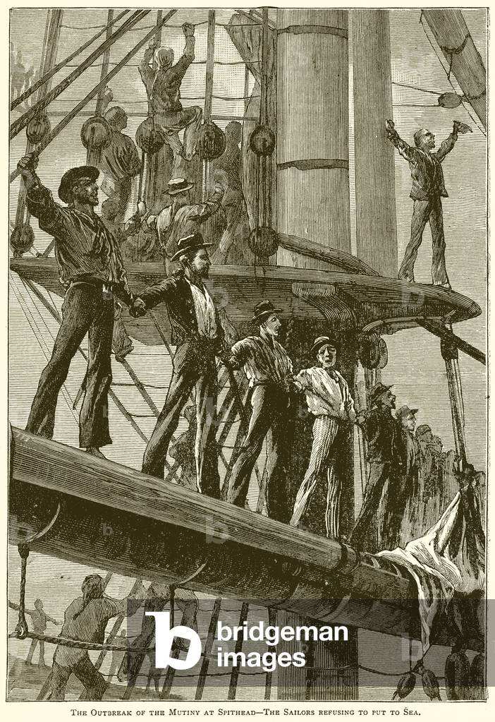 The Outbreak of the Mutiny at Spithead--The Sailors Refusing to Put to Sea (engraving)