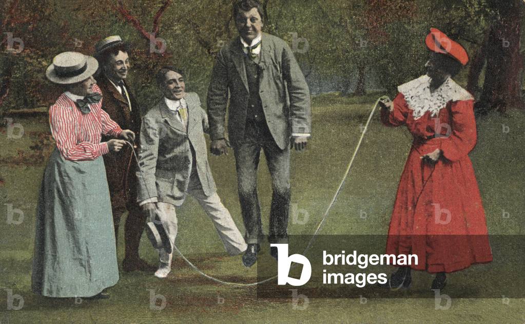 Skipping men (colour photo)