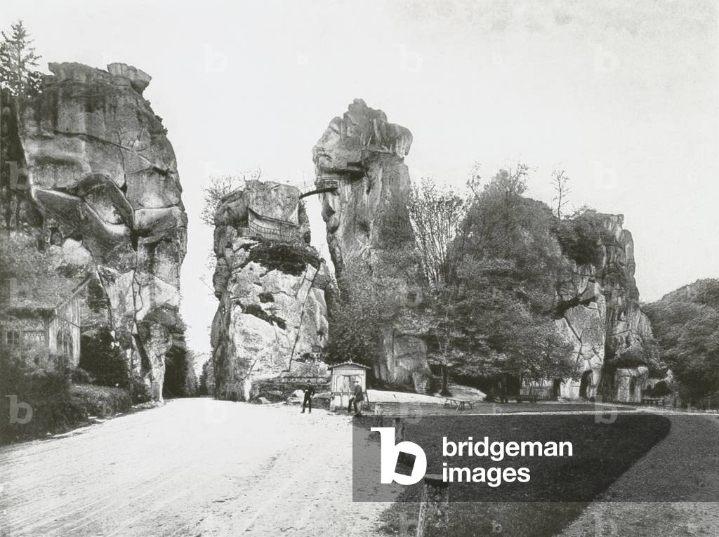 Teutoburger Wald, Externsteine (b/w photo)