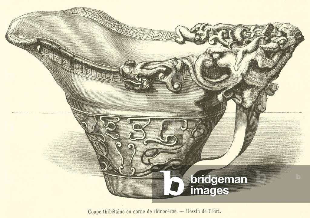 Coupe thibetaine en corne de rhinoceros (engraving)