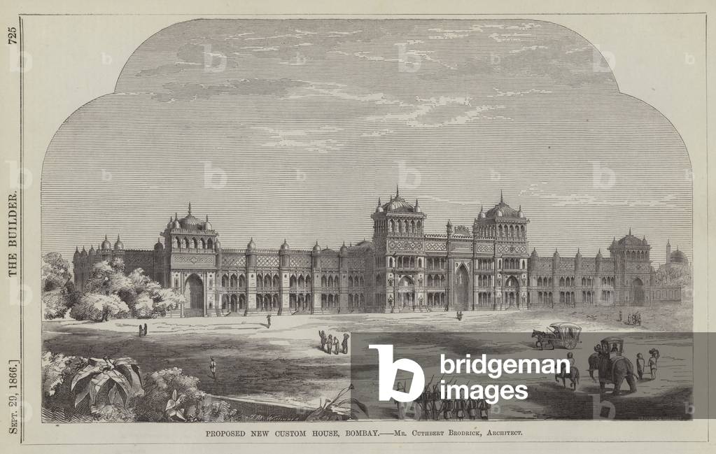 Proposed New Custom House, Bombay, Mr Cuthbert Brodrick, Architect (engraving)