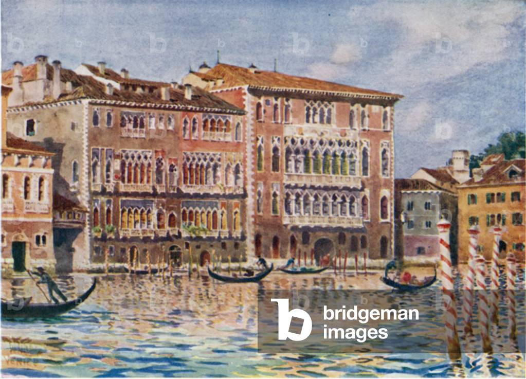 Venice. The Palazzi Foscari e Giustiniani (colour litho)