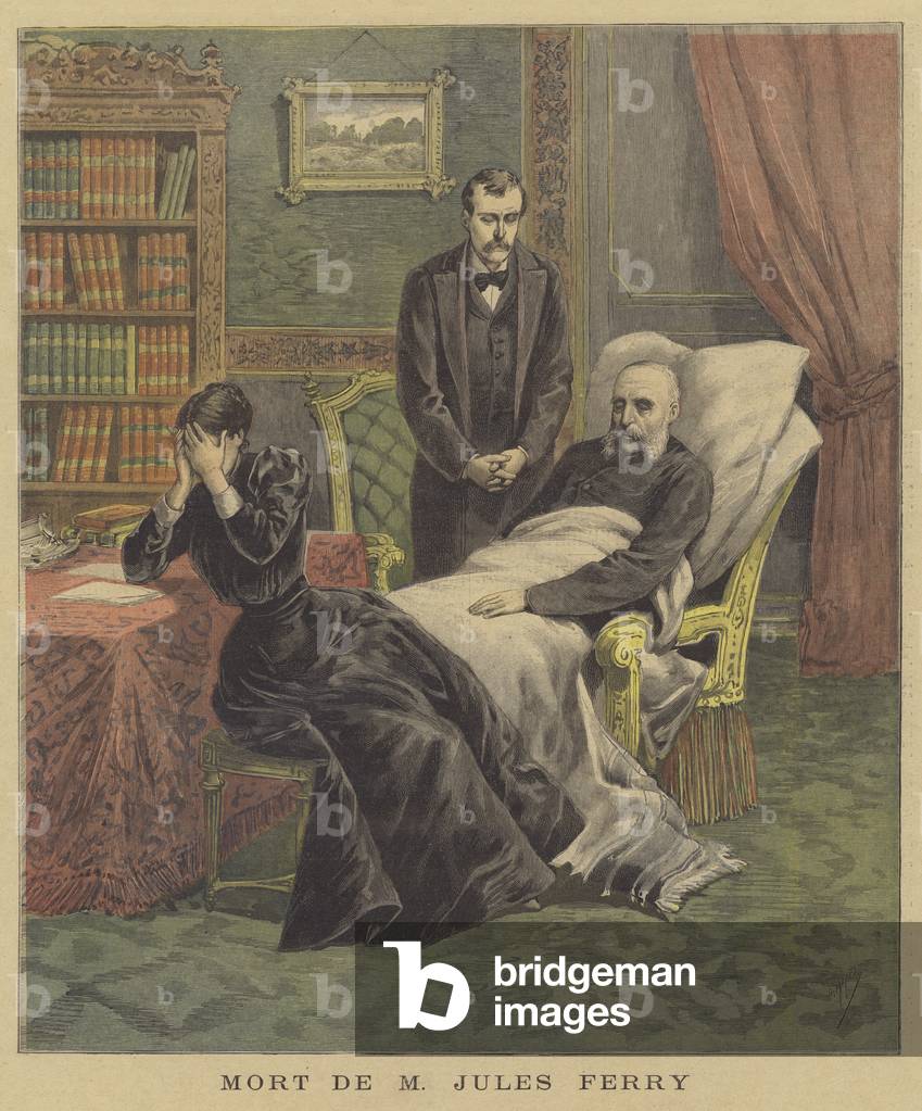 The death of Jules Ferry (colour litho)