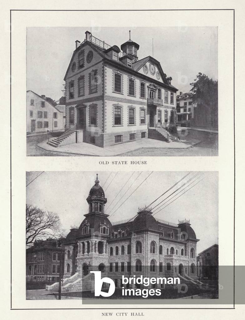 Newport, Rhode Island: Old State House; New City Hall (b/w photo)