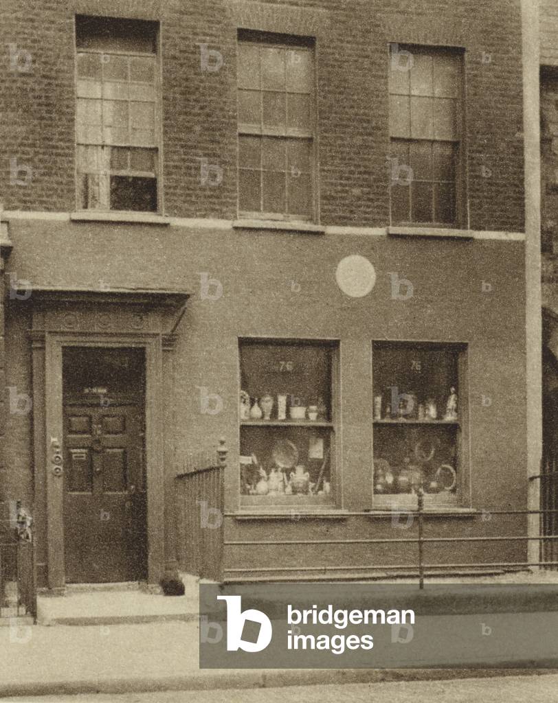 House in Charlotte Street, Fitzroy Square, where the artist John Constable died in 1837 (b/w photo)
