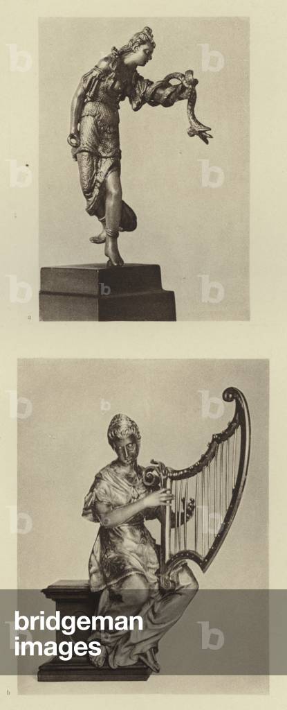 Munchen, Nationalmuseum, Prudentia; Berlin, Kunstgewerbemuseum, Muse vom Pommerschen Kunstschrank (b/w photo)