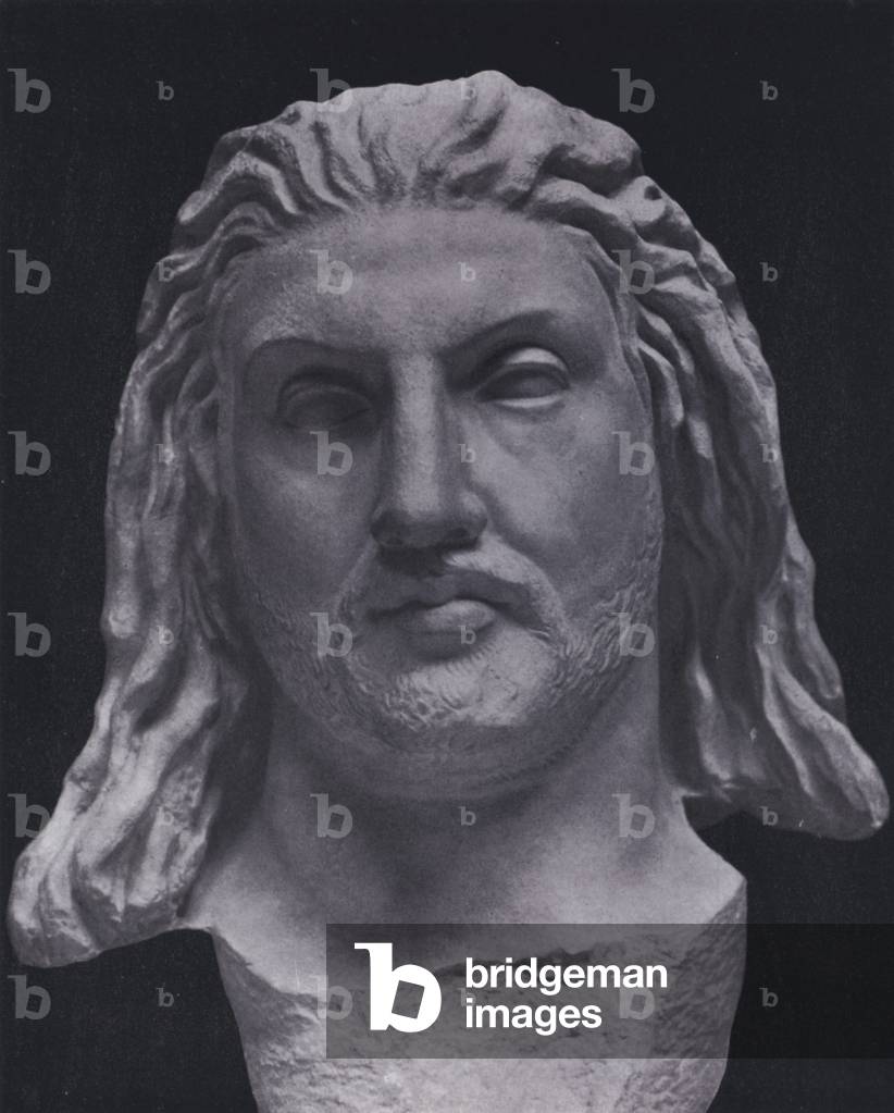 Head of Mausolos, London, British Museum (b/w photo)