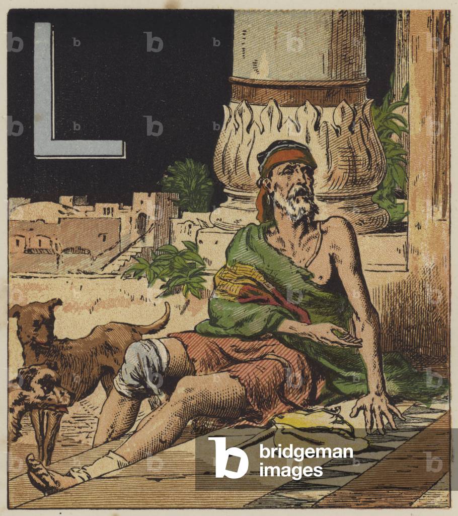 Lazarus, 19th century (colour litho)