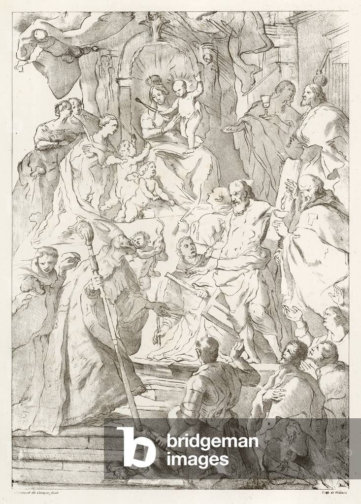 Adoration of the Virgin and Child (litho)