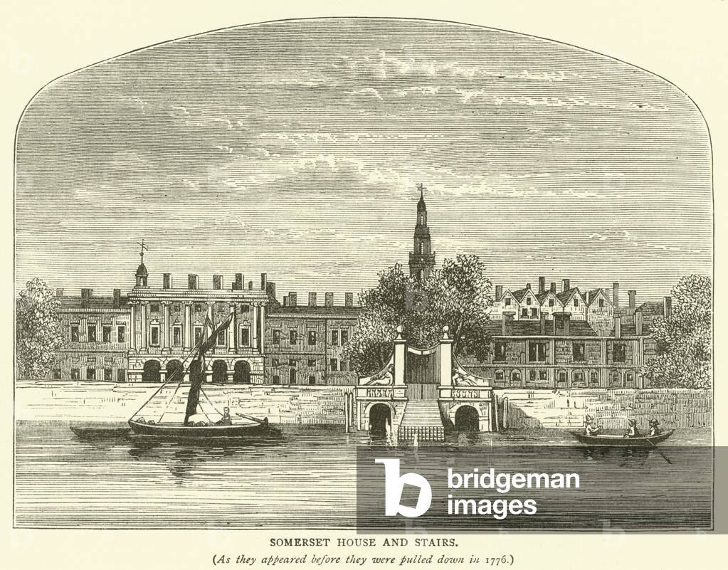 Somerset House and stairs, as they appeared before they were pulled down in 1776 (engraving)