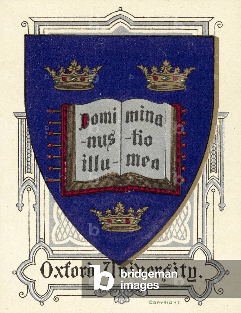 The arms of Oxford University (colour litho)