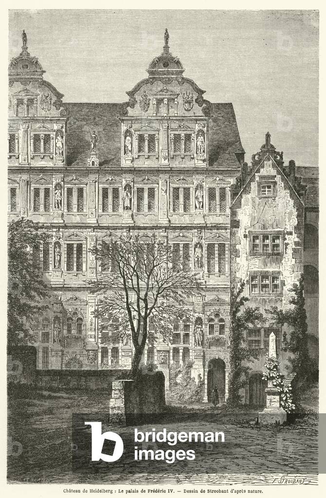 Chateau de Heidelberg, Le palais de Frederic IV (engraving)